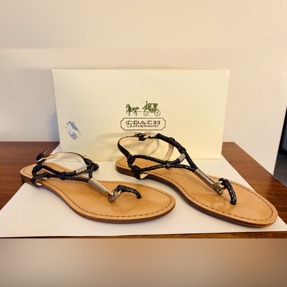 Coach Leather Opal Snake Sandals